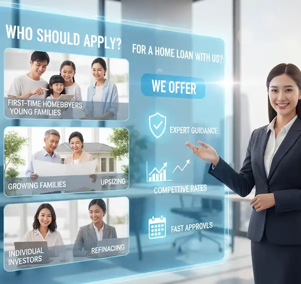 適合申請房屋貸款的族群與條件，包含首購族、信用良好上班族、以及有房屋轉增貸需求的客戶。