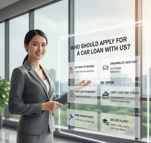 汽車貸款與原車增貸服務。不限進口車、國產車、公司車，皆可申辦最高額度資金，審核快速，解決企業或個人大額週轉需求。